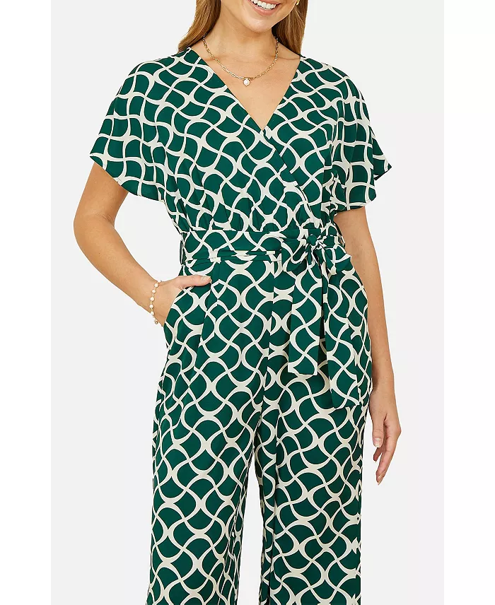 Women's Geometric Print Wrap Jumpsuit - thumbnail 7