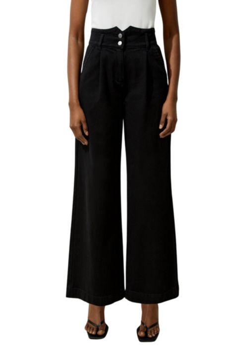 Женские джинсы Karen Millen Denim Wide Leg High Waisted, цвет: Чёрный
