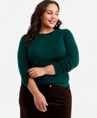 Plus Size 100% Cashmere Crewneck Sweater