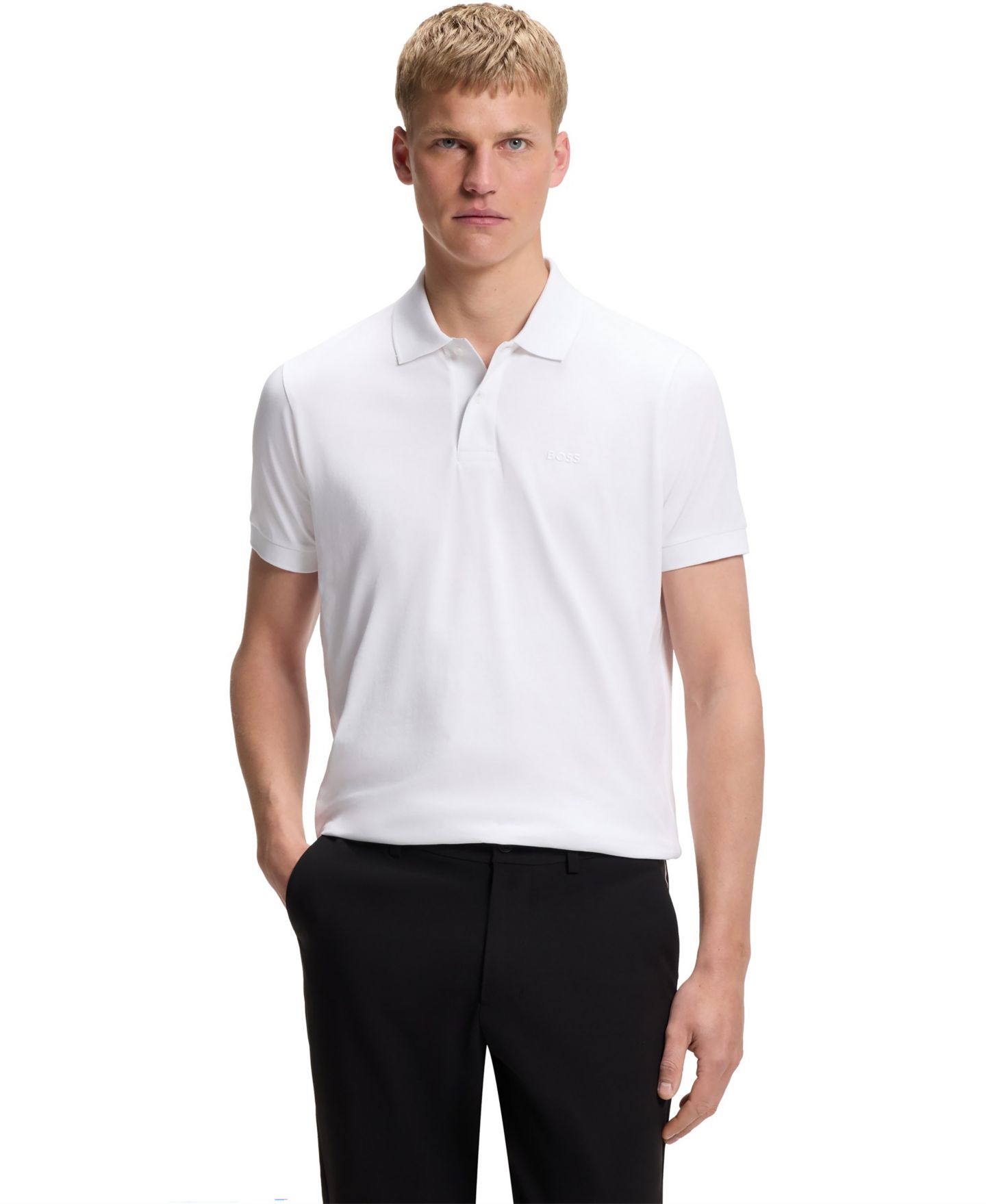 Мужское поло Hugo Boss Regular-Fit Embroidered Logo Polo Shirt, цвет: Тёмный синий — фото 6