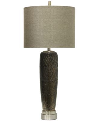 StyleCraft Home Collection - Metallic Leaf Vein Motif Ceramic Table Lamp