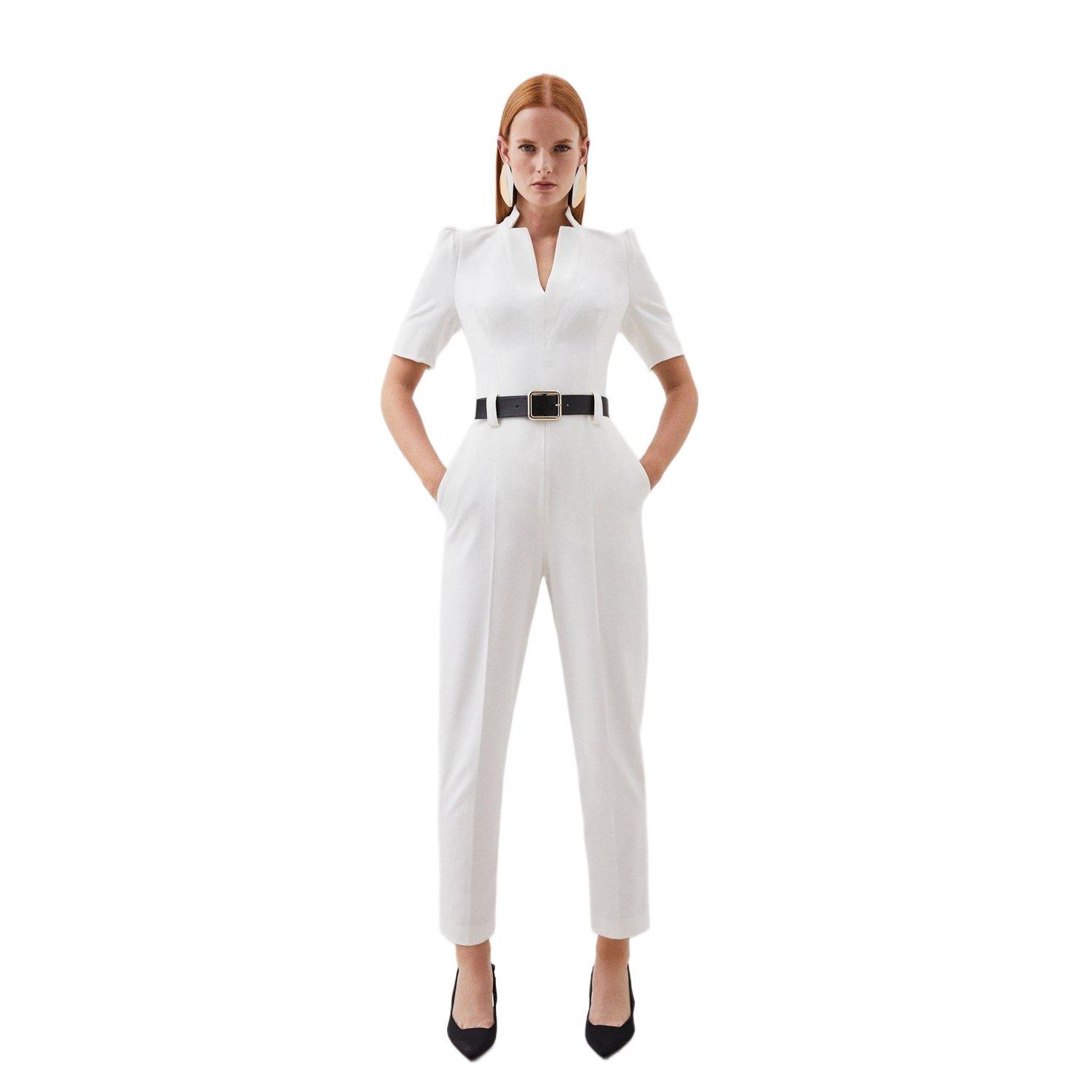 Women's Structured Crepe Forever Belted Jumpsuit