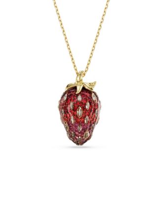 Gold-Tone Plated Strawberry Pendant Necklace