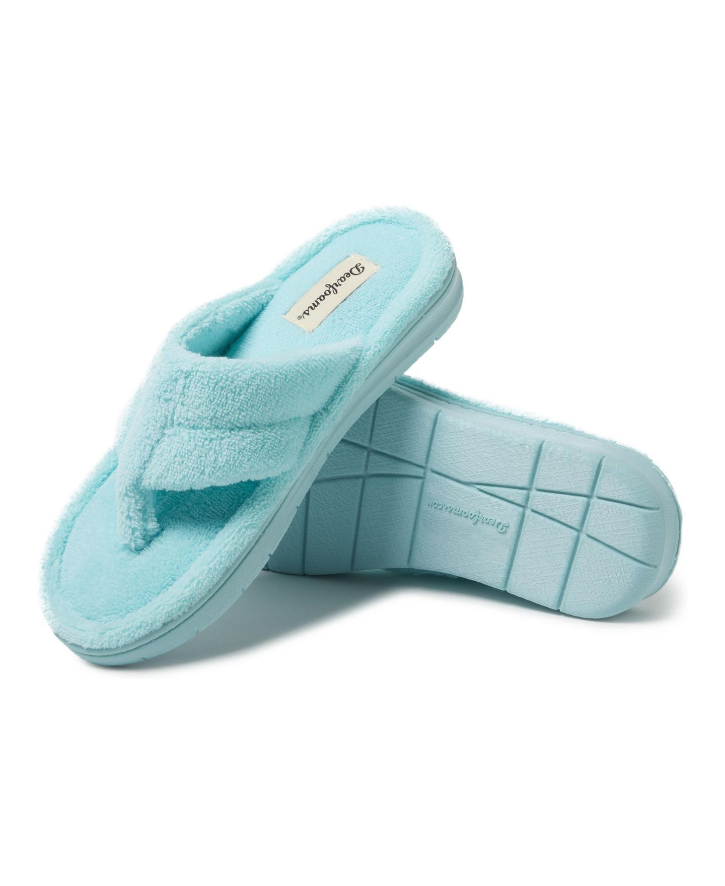 Женские тапочки Dearfoams Wrenley Terry Thong Flip Flop House Slipper, цвет: Синий — фото 4