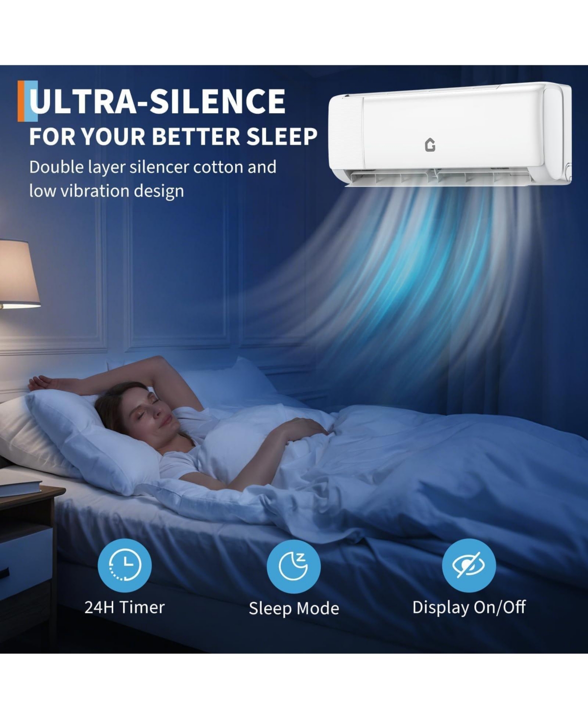 Xo 24,000 Btu Mini Split Ac and Heat Pump, 21 SEER2 Inverter, WiFi and Alexa, Cools 1,500 Sq. Ft, 230V Kit