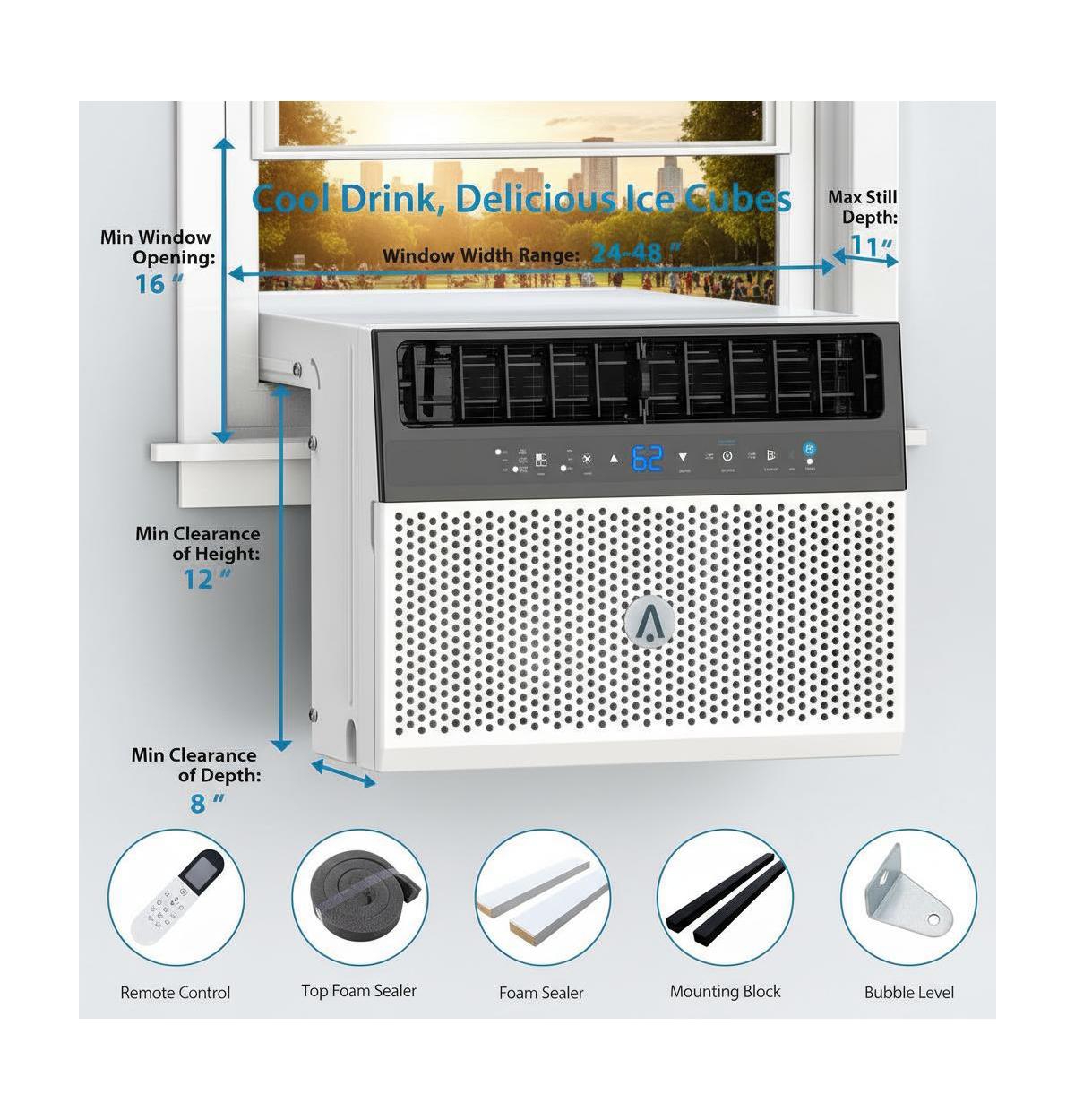 Xo 6000 Btu Window Air Conditioner, Fast Cooling to 250 Sq Ft, Remote Control
