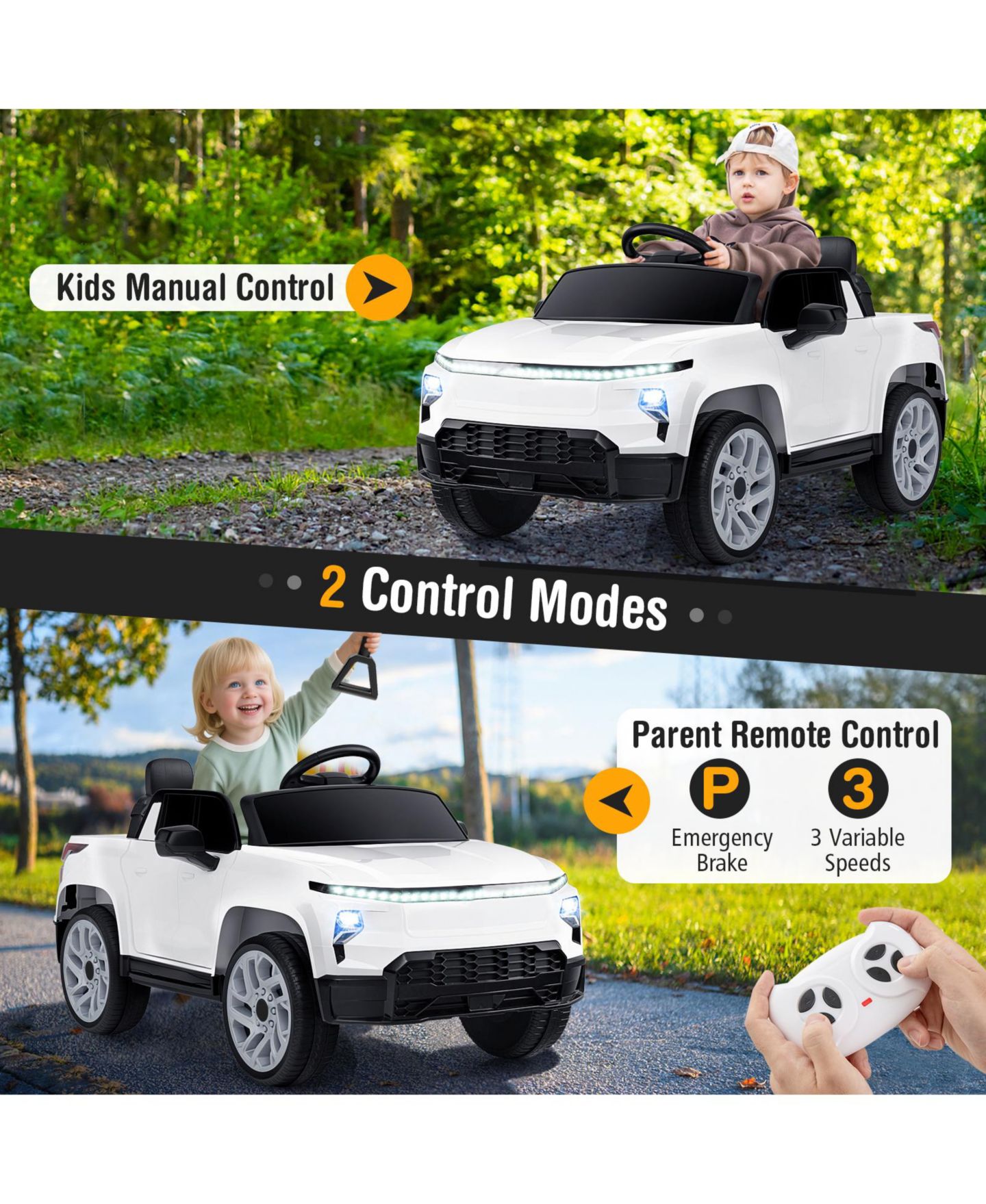 Детская игрушка Slickblue 12V Remote-Control Ride-On Truck, Ages 3+, цвет: Белый — фото 6