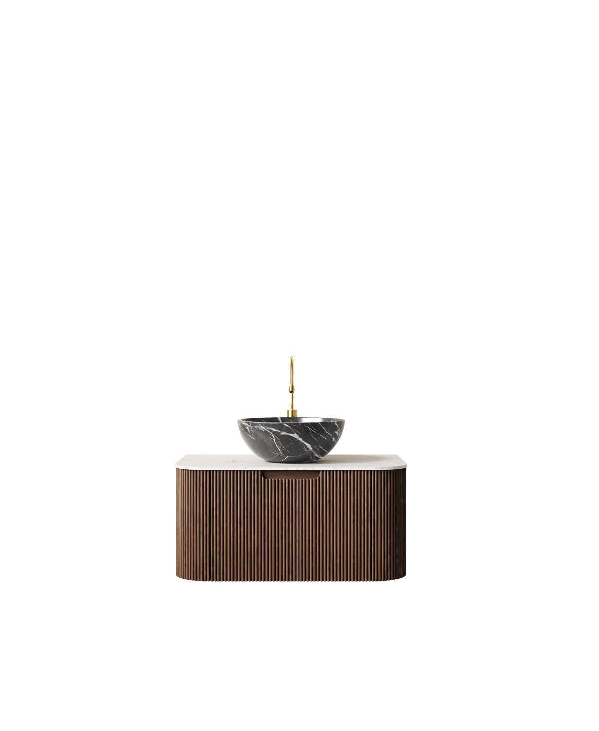 Sillysis Wall Mounted Bathroom Vanity with Artificial Marble Top, Ceramic Basin, Soft Close Drawer