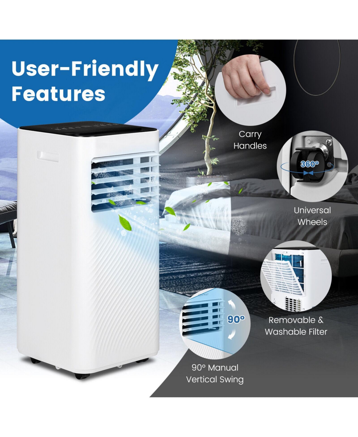 Ecooso 8000 Btu(Ashrae) Portable Air Conditioner with Remote Control