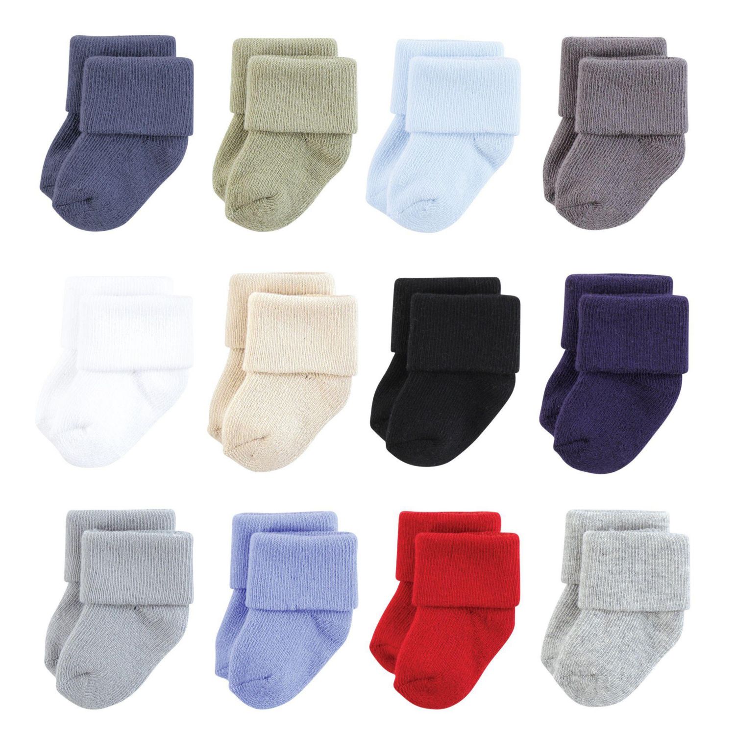 Baby Boys Hudson Cotton Rich Newborn and Terry Socks 12-Pack