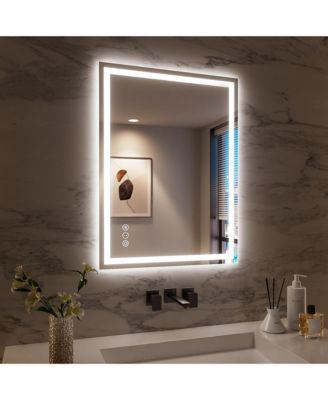 24x32 Inch LED Bathroom Mirror, Wall Mounted Anti-Fog Vanity Mirror, Shatterproof, Explosion-Resistant for Bathroom