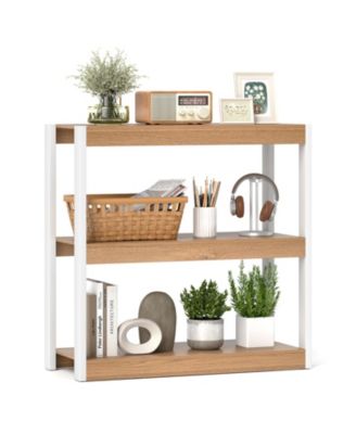 3 Tier Bookshelf Wooden Bookcase with Dual Anti Tipping Kits Open Shelving Unit