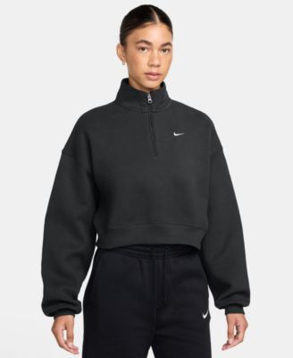 Studio Fleece Women's Oversized 1/4-Zip Cropped Top