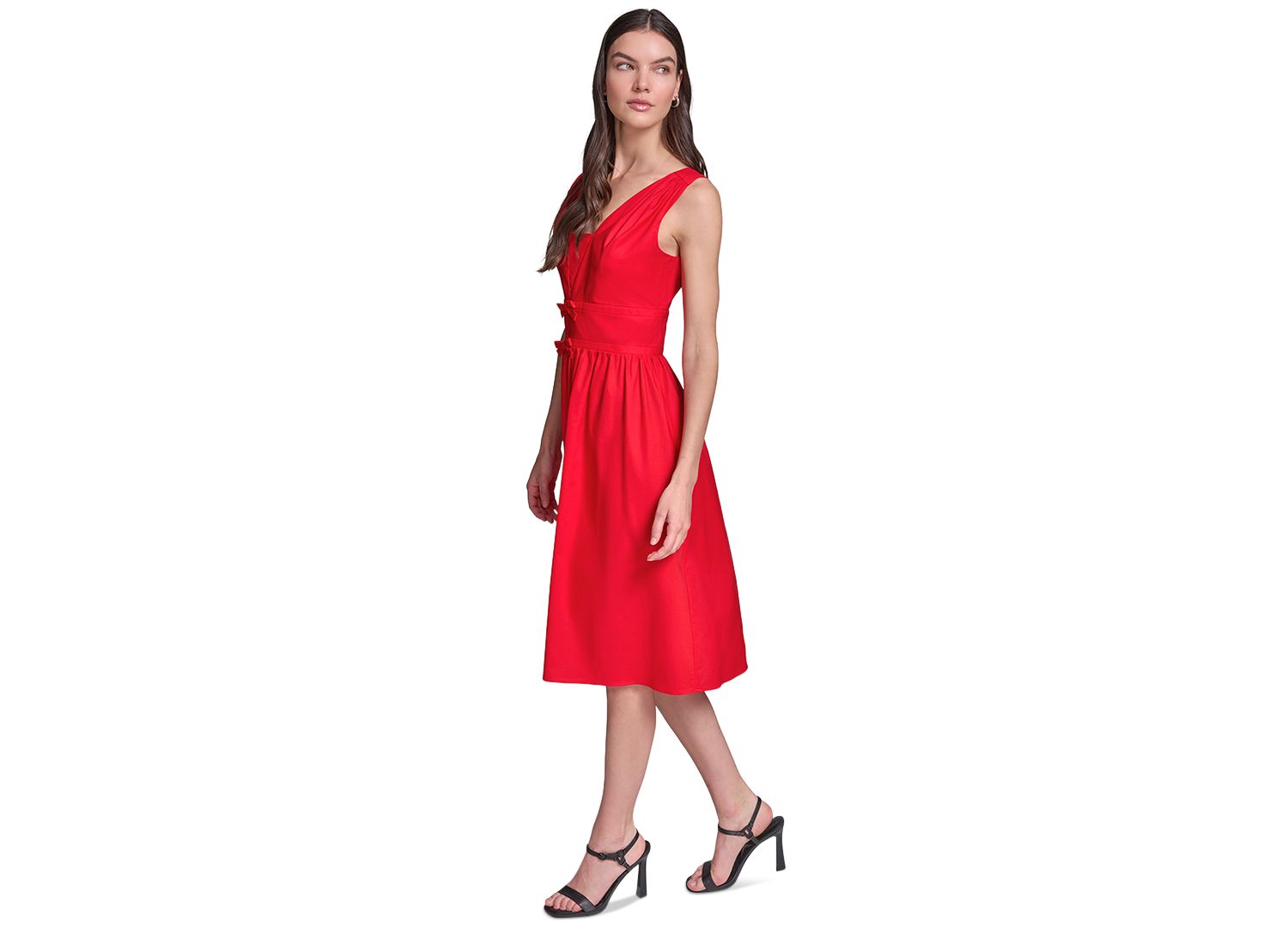 Women's Double Bow Fit & Flare Midi Dress