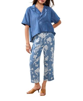 Women's Printed Wide-Leg Crop Pants