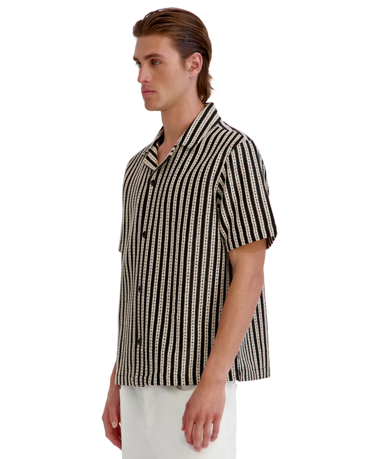 Men's Vertical Stripe Short-Sleeve Shirt