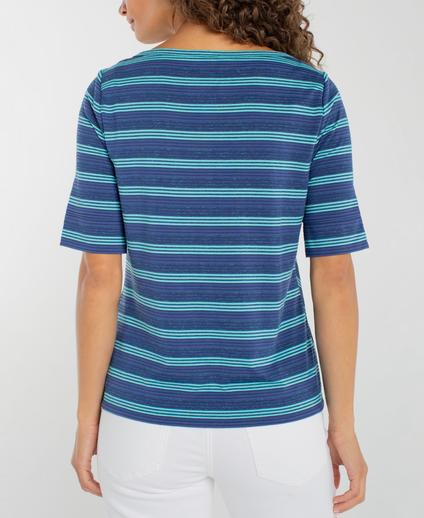 Женская футболка Liverpool Los Angeles Petite Short-Sleeve Boat Neck, цвет: Тёмно-синий бирюзовый — фото 3