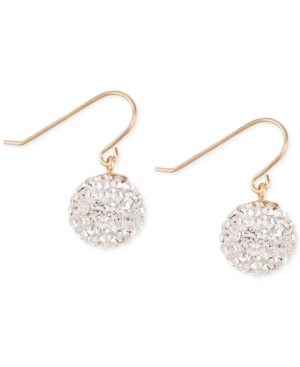 image of Crystal Pave Ball Drop Earrings in 10k Gold