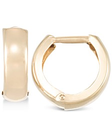 Polished Wide Huggie Hoop Earrings in 10k Gold