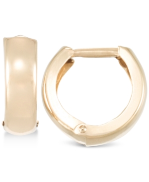 image of Polished Wide Huggie Hoop Earrings in 10k Gold