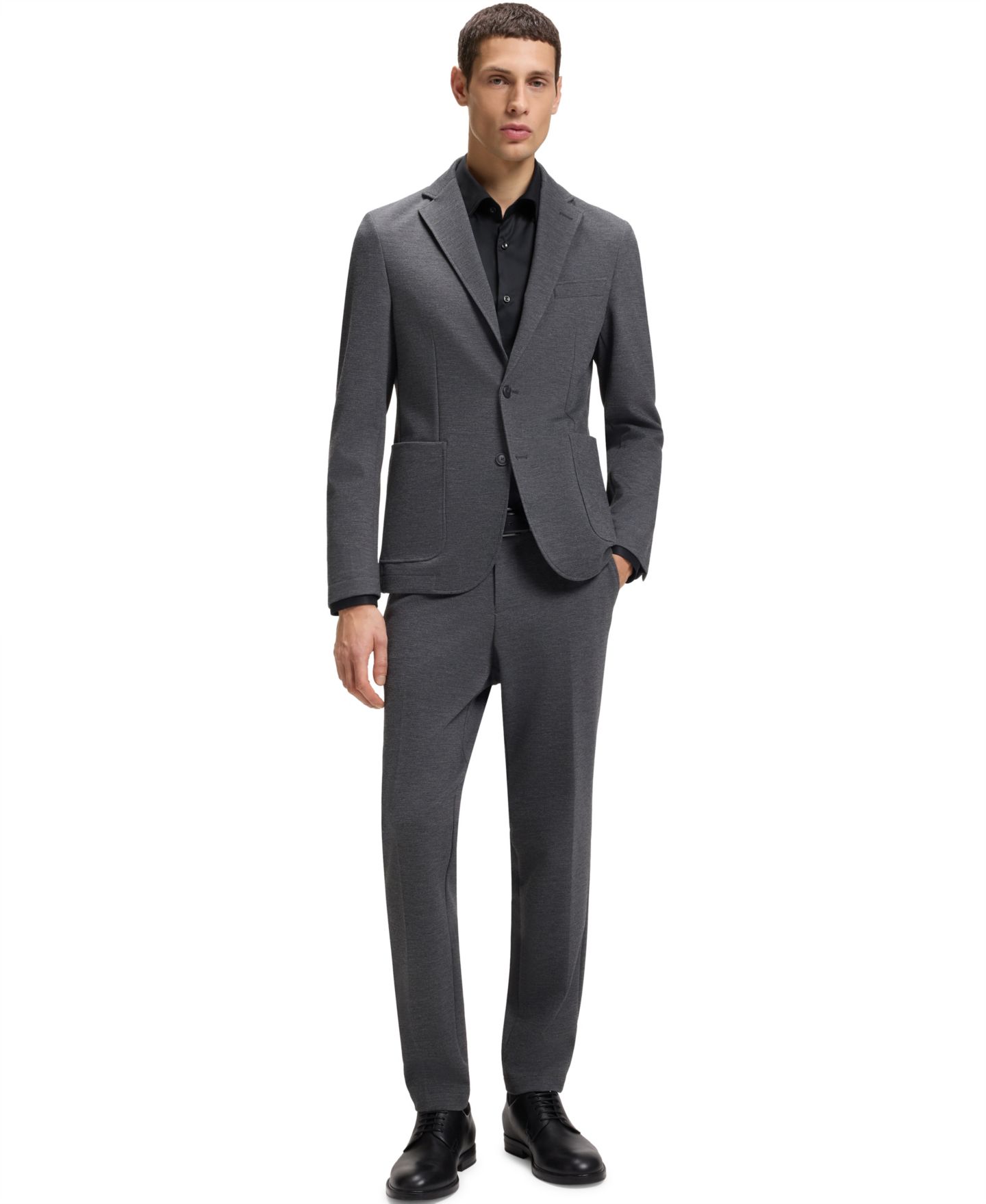 Мужская рубашка Hugo Boss Performance-Stretch Twill Slim-Fit Dress Shirt, цвет: Чёрный — фото 4