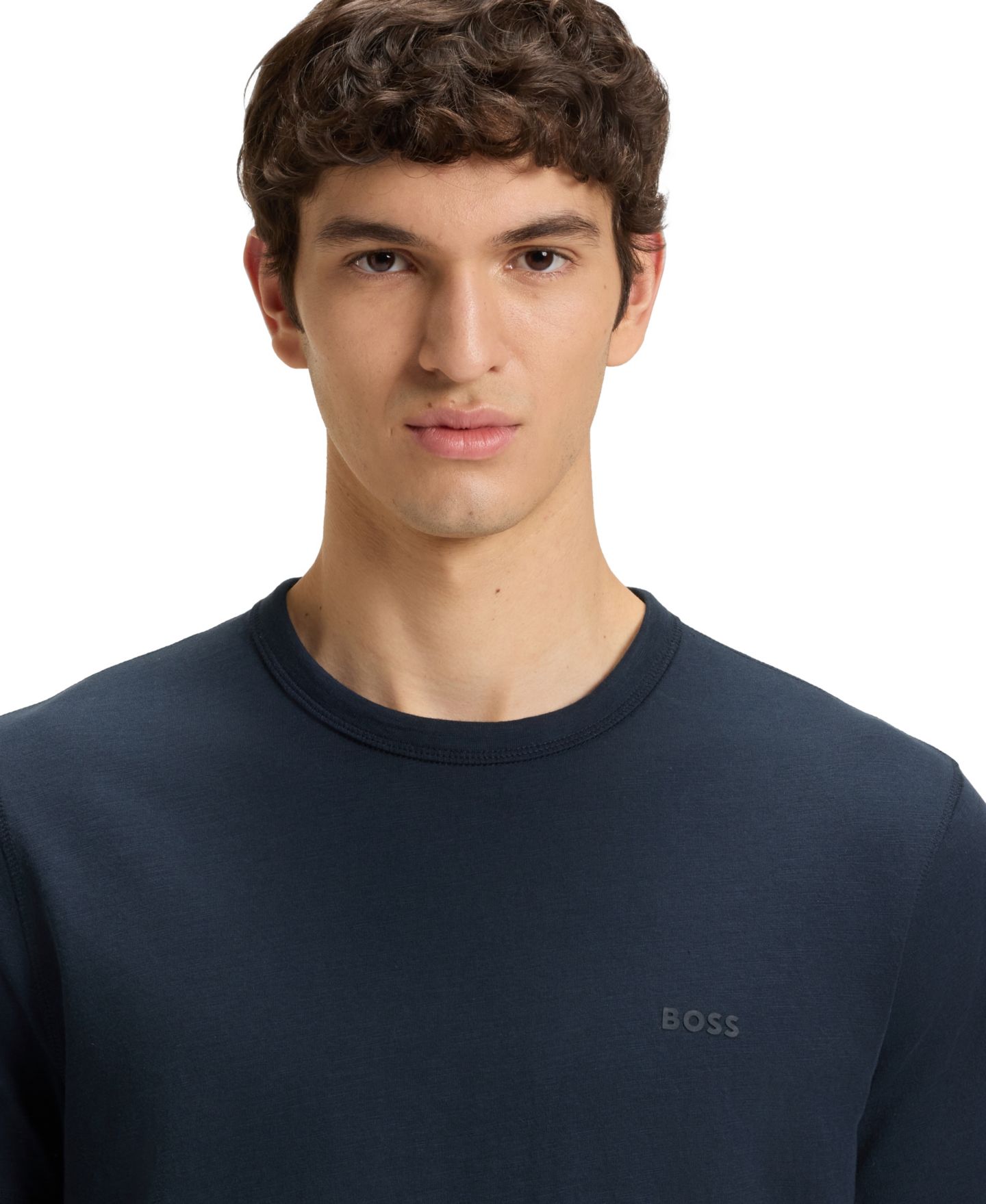 Мужская футболка Hugo Boss Cotton-Jersey Regular-Fit, цвет: Тёмный синий — фото 5