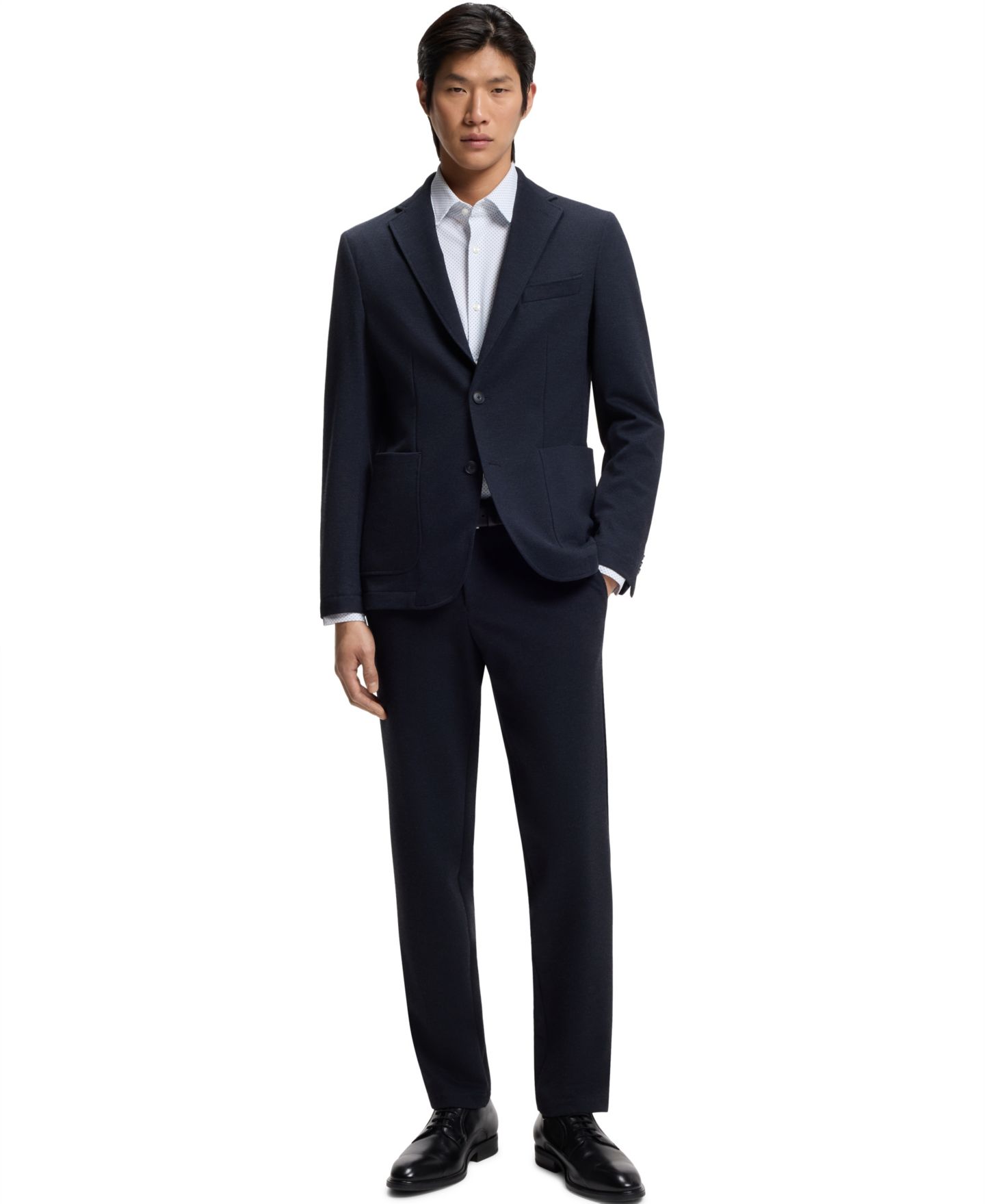 Мужская рубашка Hugo Boss Printed Performance-Stretch Slim-Fit Dress Shirt, цвет: Белый — фото 4