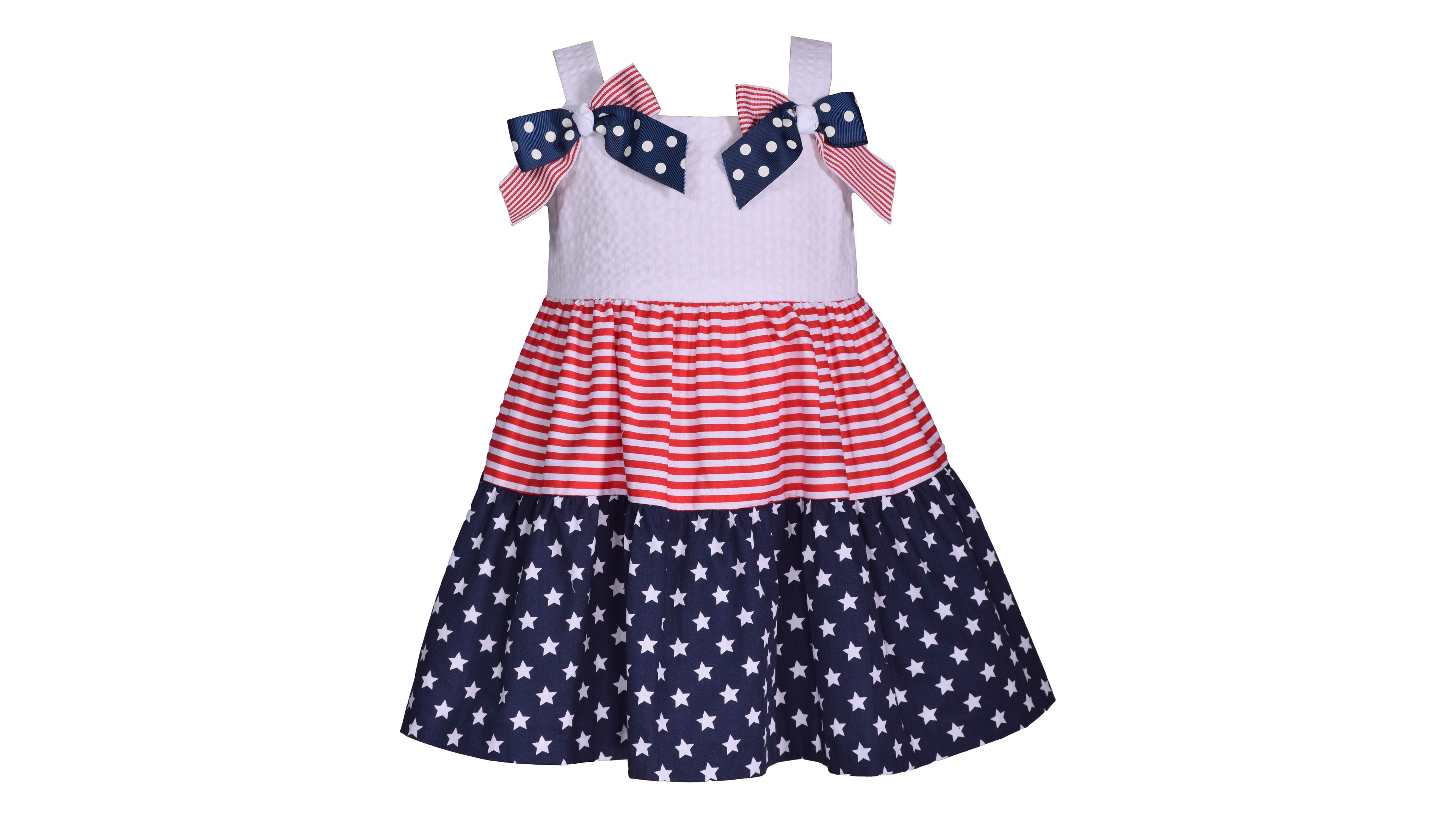 iApparel Girls 2T-6X Americana Bow Shoulder Dress