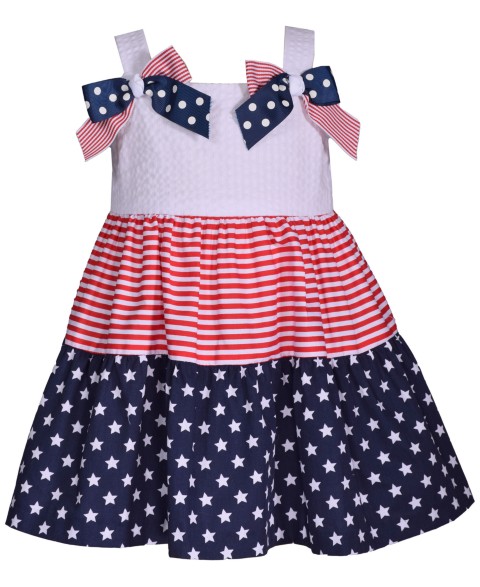 Bonnie Jean Girls 2T-6X Americana Bow Shoulder Dress