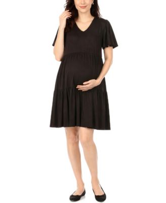 Women's Short-Sleeve Tiered A-Line Maternity Dress