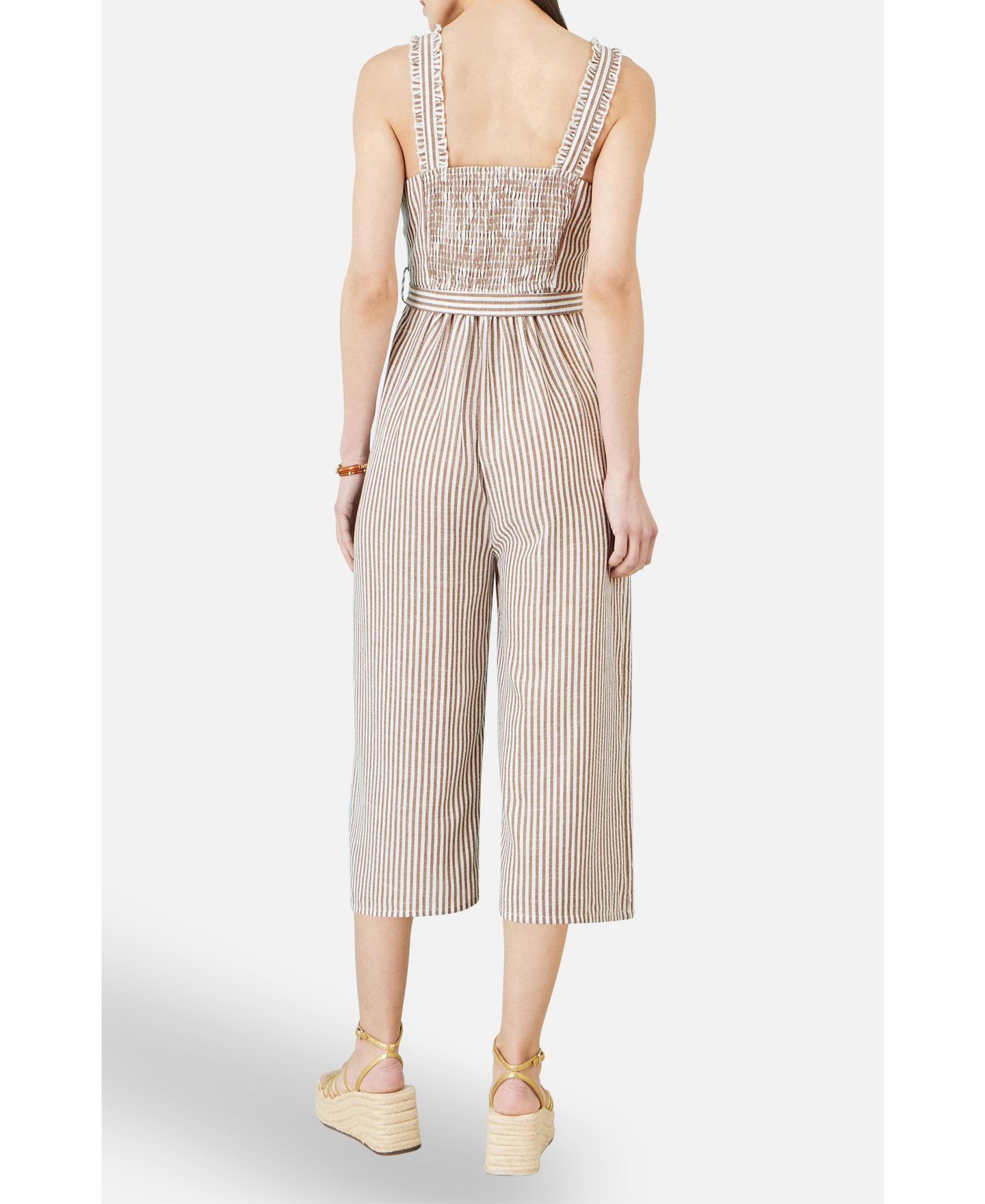 Женский комбинезон Yumi Stripe Strappy Jumpsuit, цвет: Коричневый — фото 7