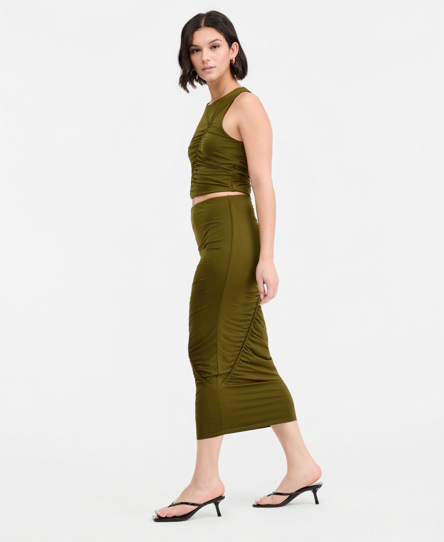 Women's Ruched Midi Skirt