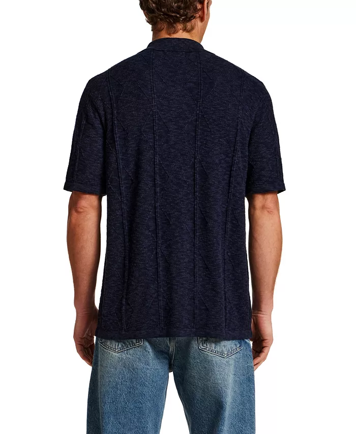 Men's Short-Sleeve Vertical Diamond Slub Shirt - thumbnail 4