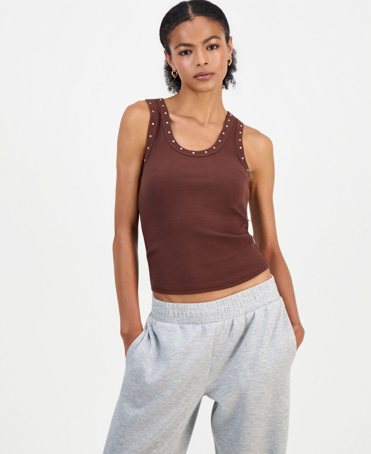 Juniors' Studded Racerback Tank Top