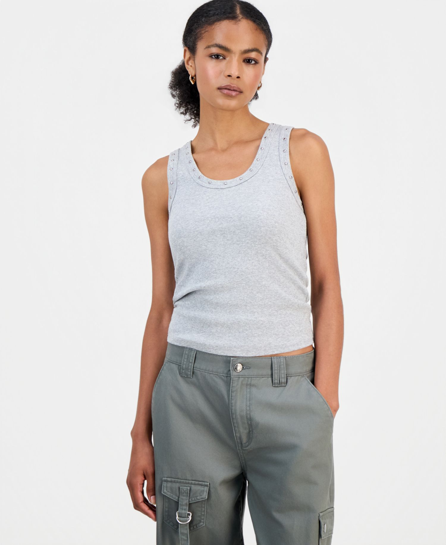 Juniors' Studded Racerback Tank Top