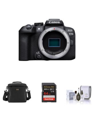 EOS R10 Mirrorless Camera, Bundle with 64GB Memory Card, Shoulder Bag and Cleaning Kit