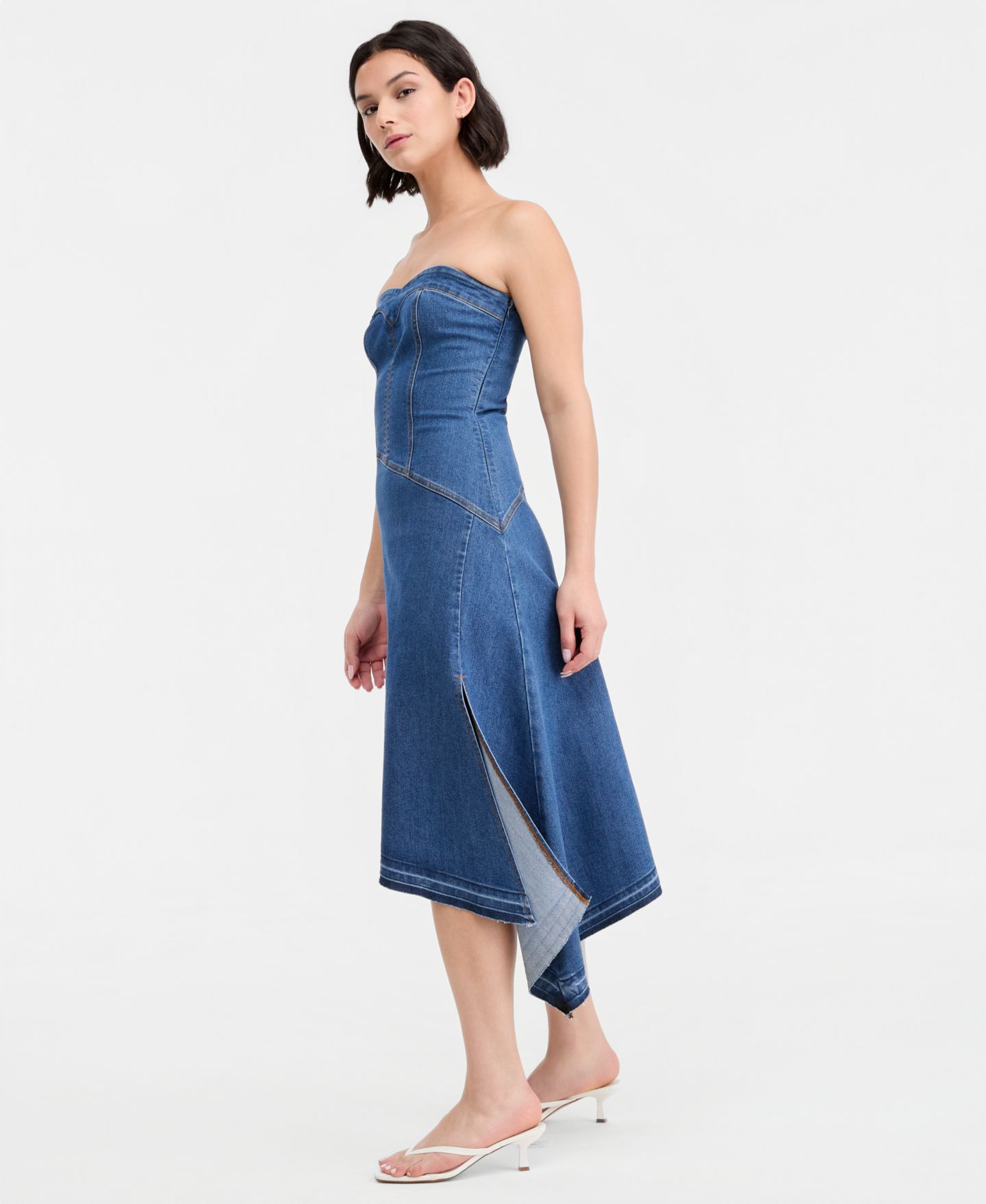 Женское платье 14th Place Juniors' Strapless Asymmetric Denim Dress, цвет: Синий — фото 4