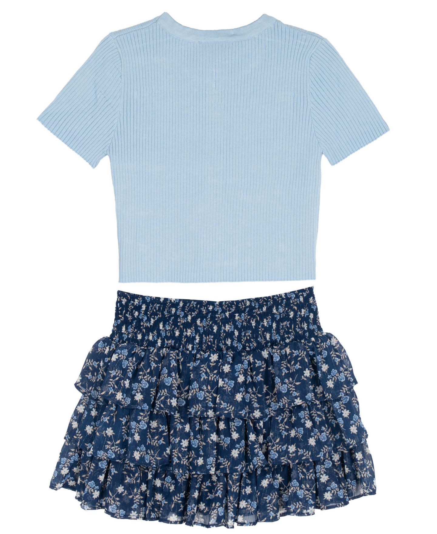 Комплект Rare Editions Rib Knit Bow Top and Skort, 2-Piece Set для девочек, цвет: Тёмно-синий — фото 5