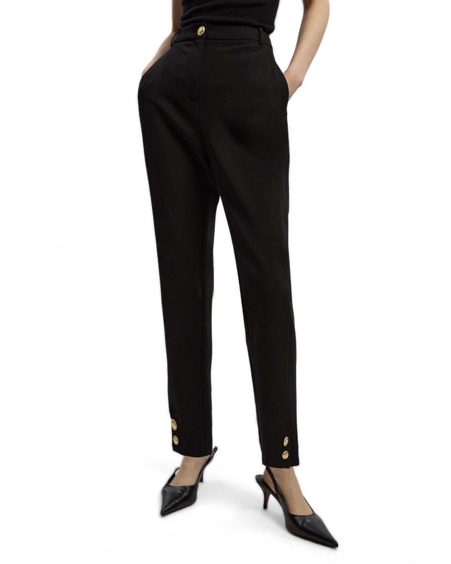 Женские брюки Karen Millen Petite Military Straight Leg Trousers, цвет: Чёрный — фото 1