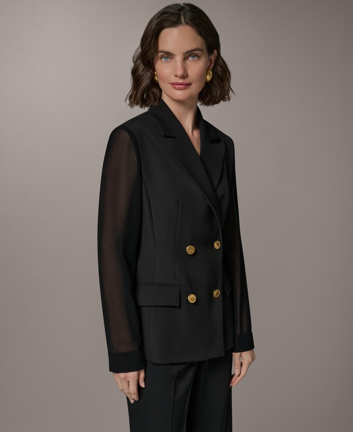 Donna Karan New York Women's Double Breasted Long-Sleeve Blazer