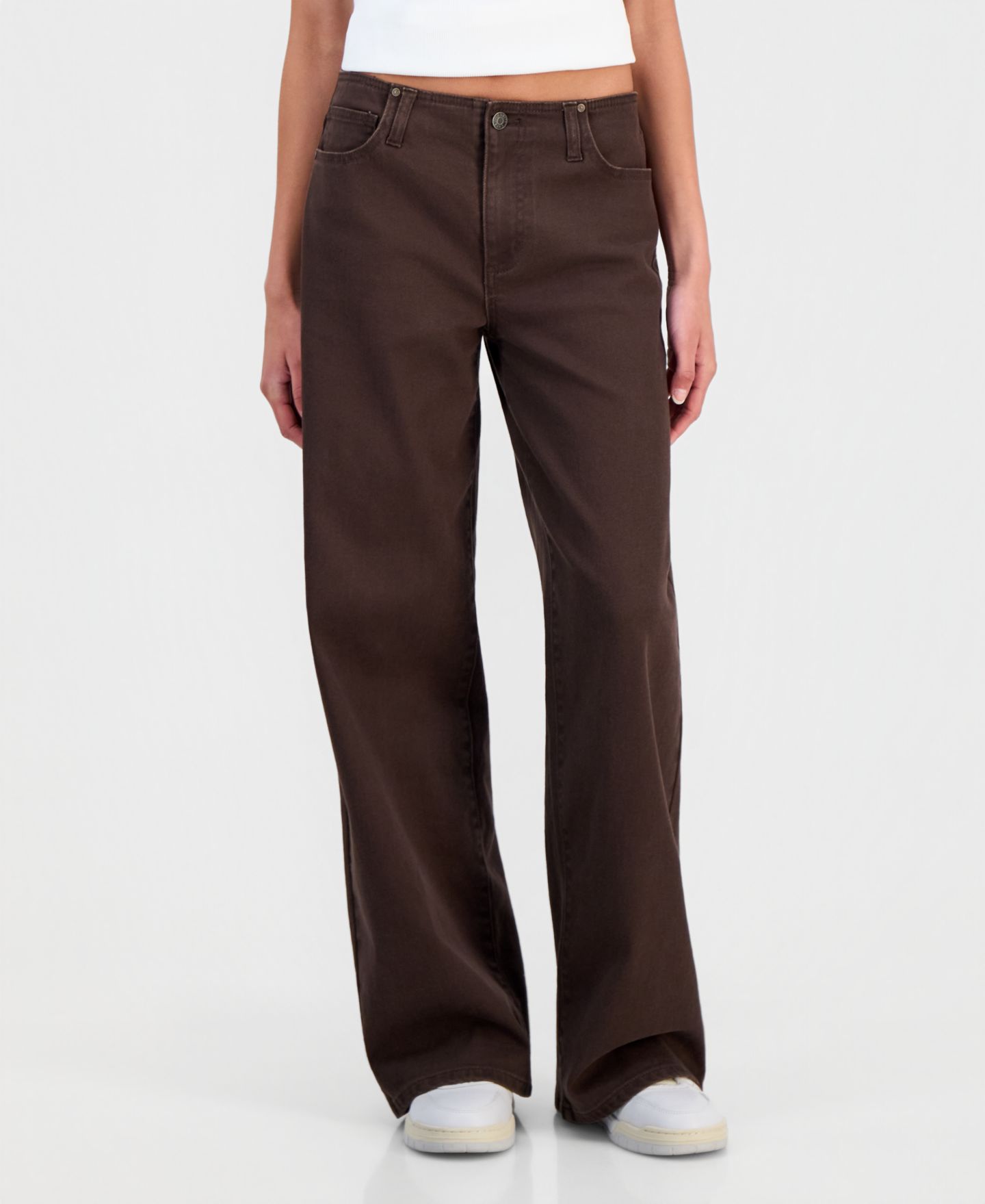 Женские джинсы Celebrity Pink Juniors' No-Waist Mid-Rise Baggy, цвет: Коричневый — фото 8