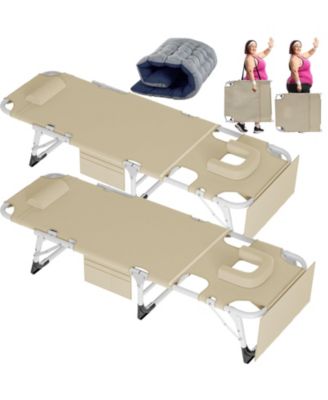 2 PACK 4-in-1 Sunbathing Lounge Chair with Removable Cotton Cushion, Adjustable, UV-Resistant, Portable Beach and Pool Chair