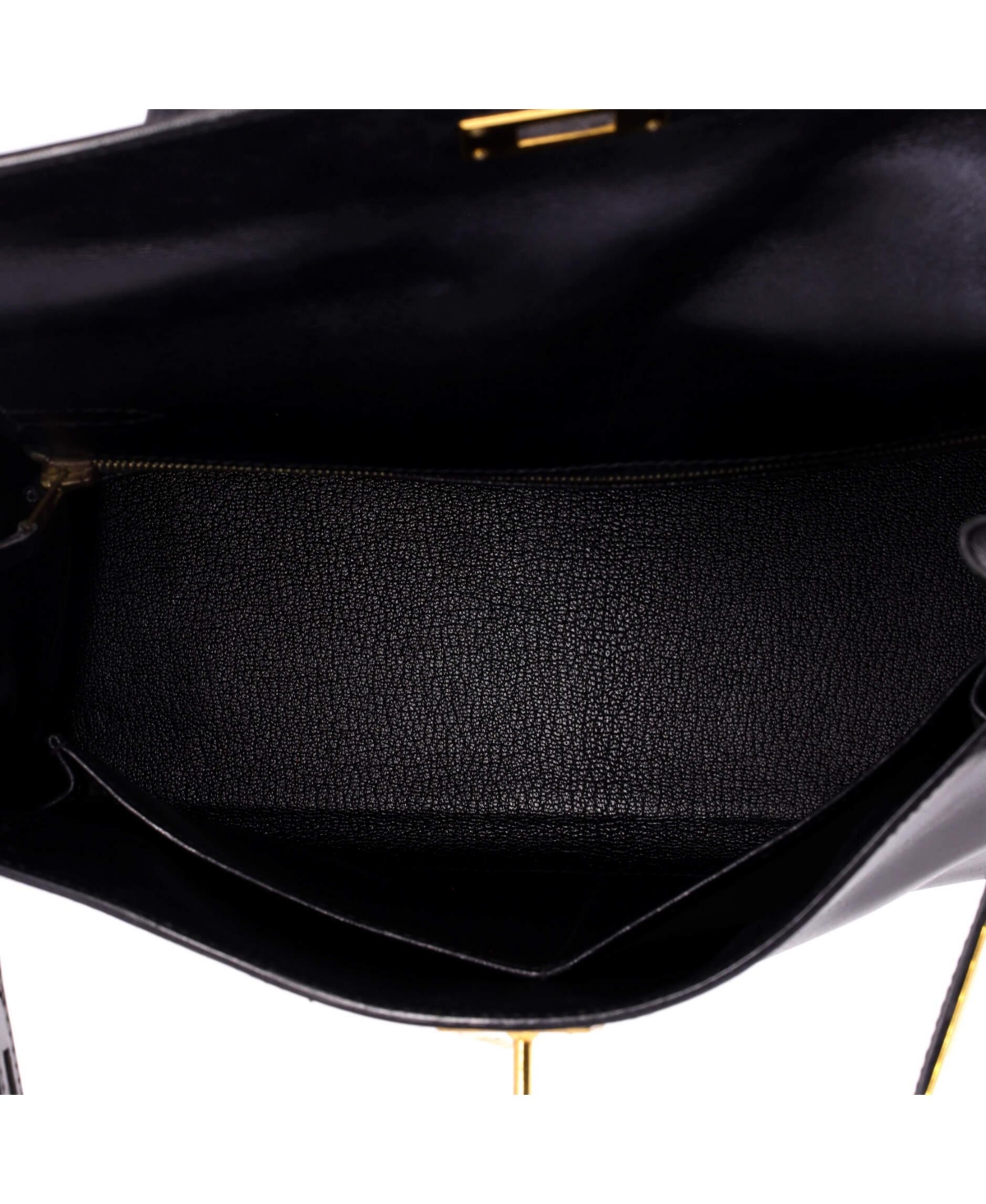 Pre-Owned HERMES Kelly 28 Handbag Black Box Calf with Gold Hardware
