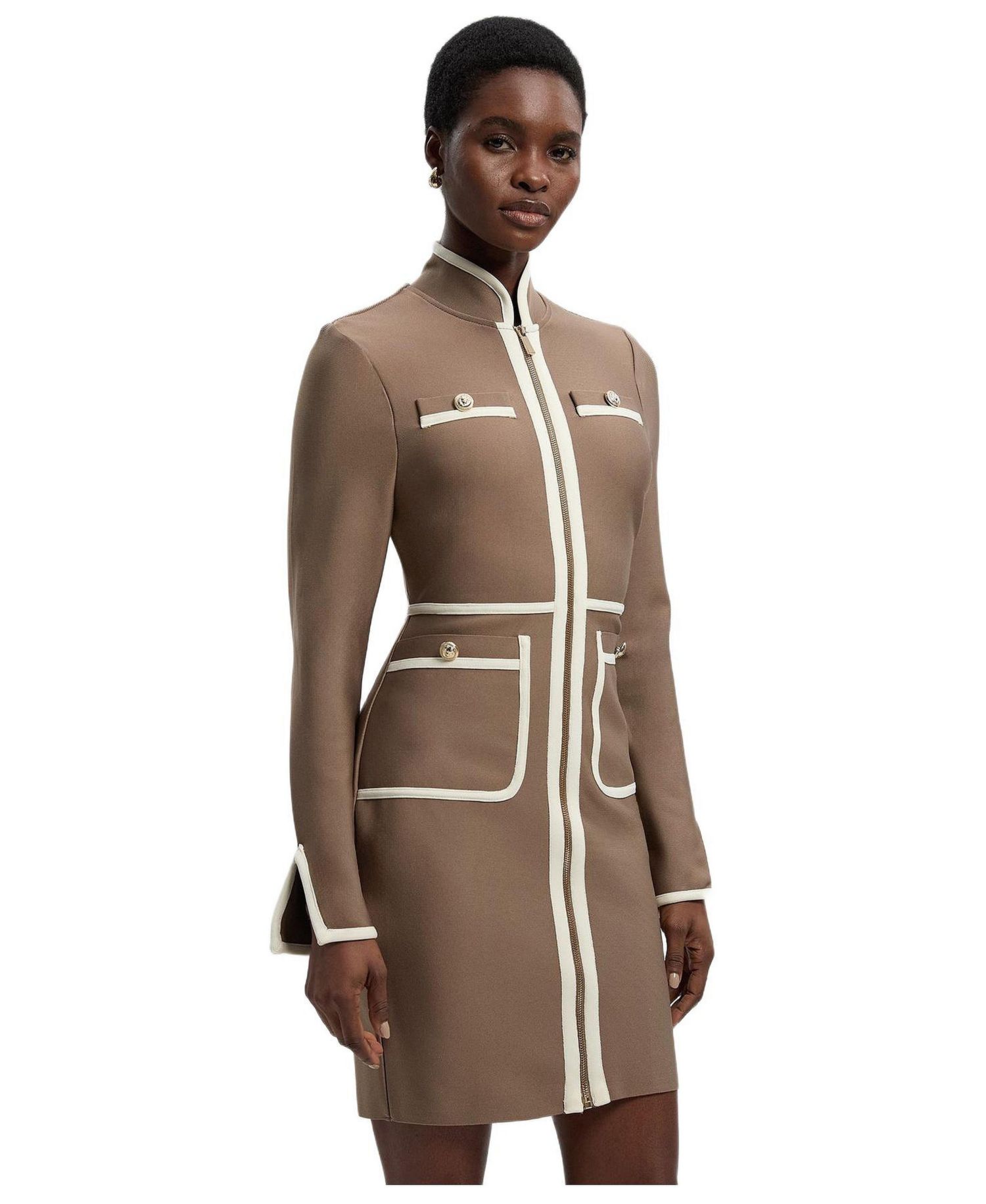 Women's Bandage Military Piping Mini Dress