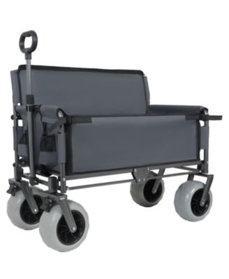 3-in-1 Convertible Folding Storage Wagon Utility Carts - Bench Seat with 180 Littre Capacity, All-Terrain Wheels