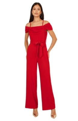 Women's Draped Bardot Wide-Leg Self-Tie Jumpsuit