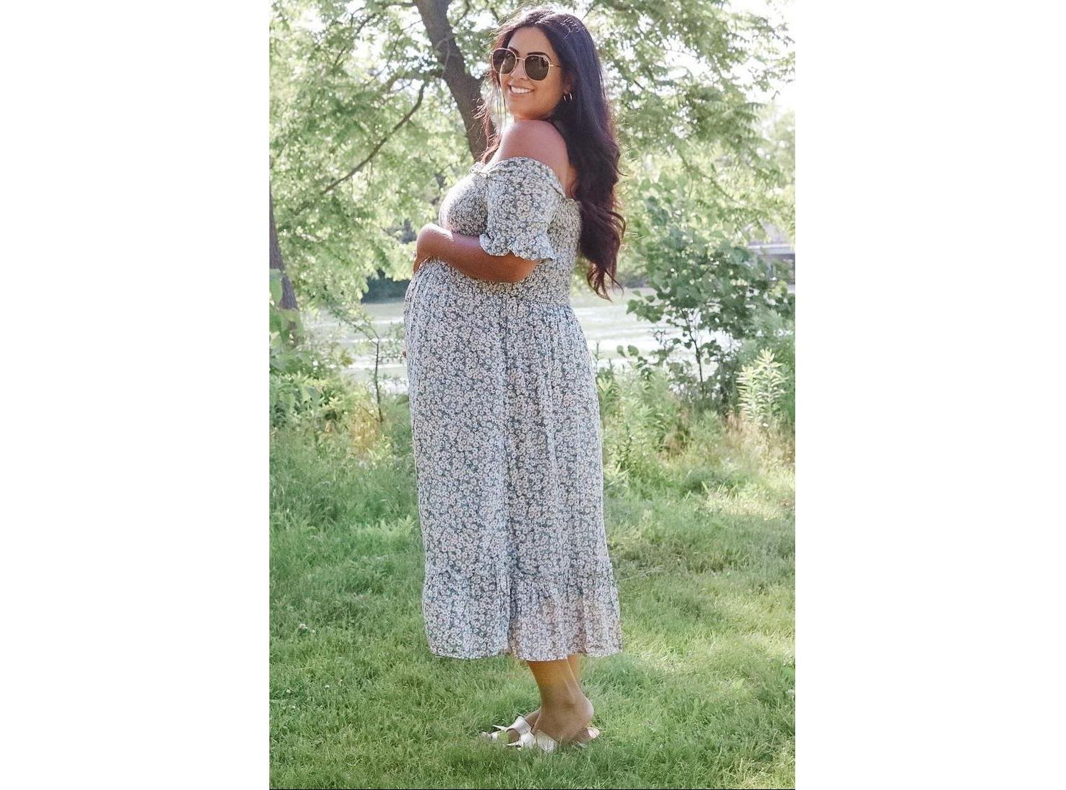 Women's Floral Ruffle Midi Dress