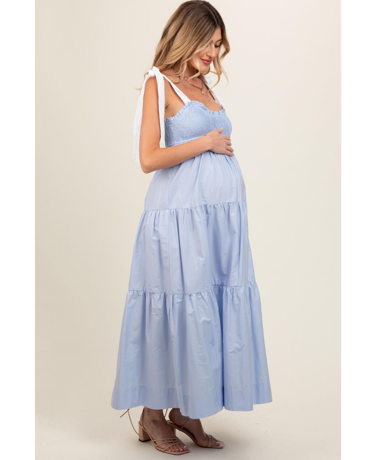 Женское платье Pinkblush Light Blue Contrast Shoulder Straps Maxi, цвет: Светлый синий — фото 5