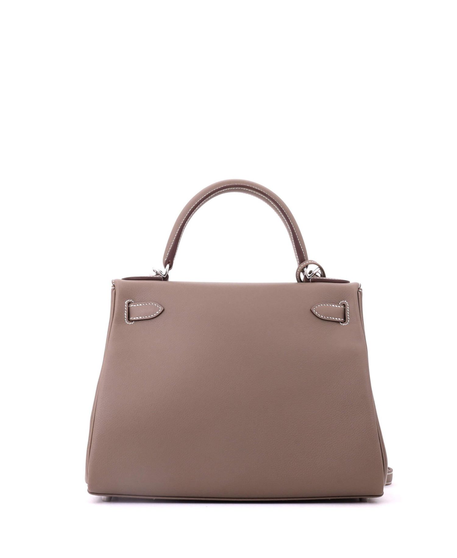 Kelly 28 Handbag Grey Evercolor with Palladium Hardware