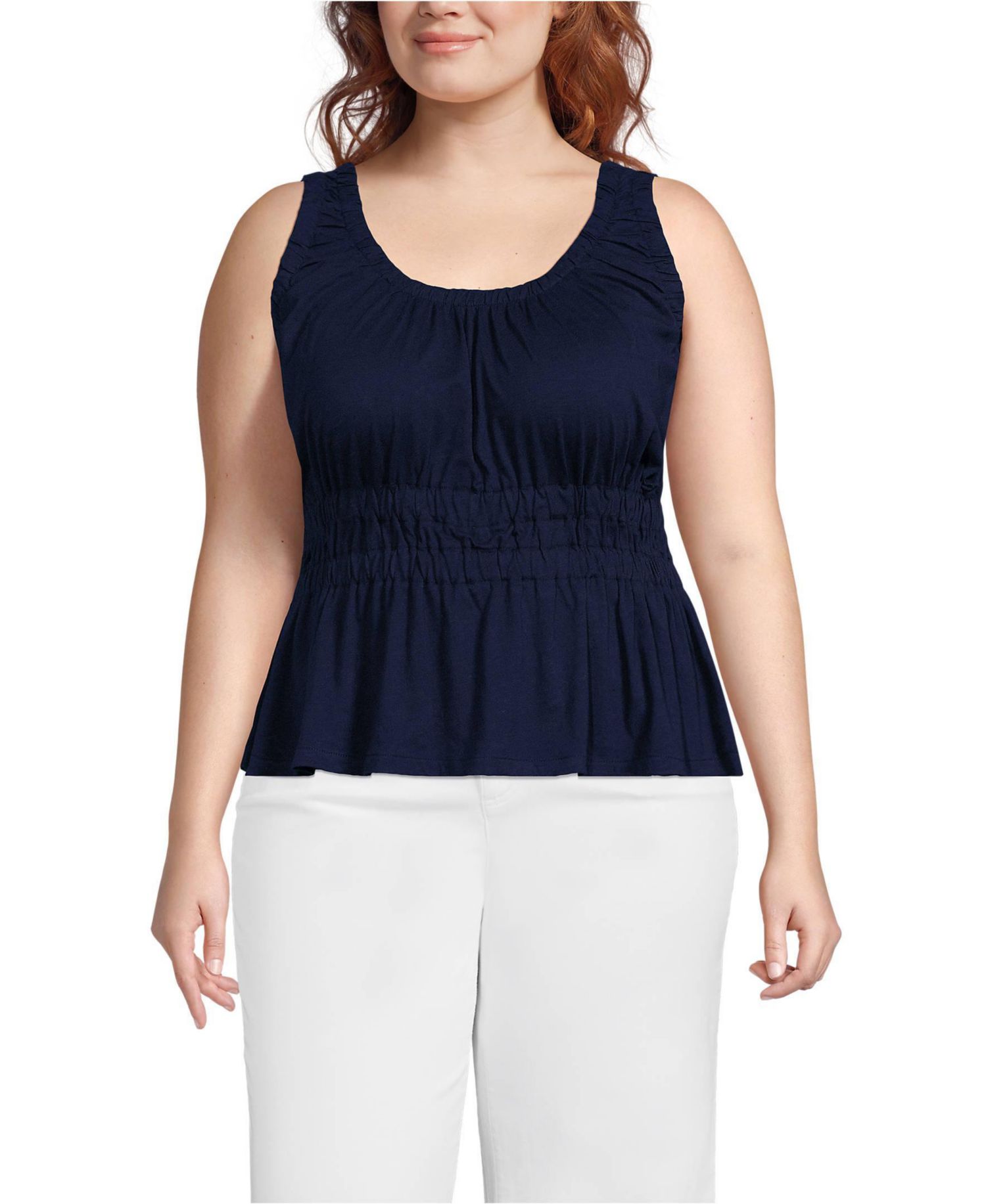 Plus Size Slub Rouched Tank Top